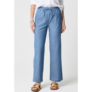 J.Crew Chambray Slim Wide-Leg Drawstring Pant Med Echo Blue Wash 10